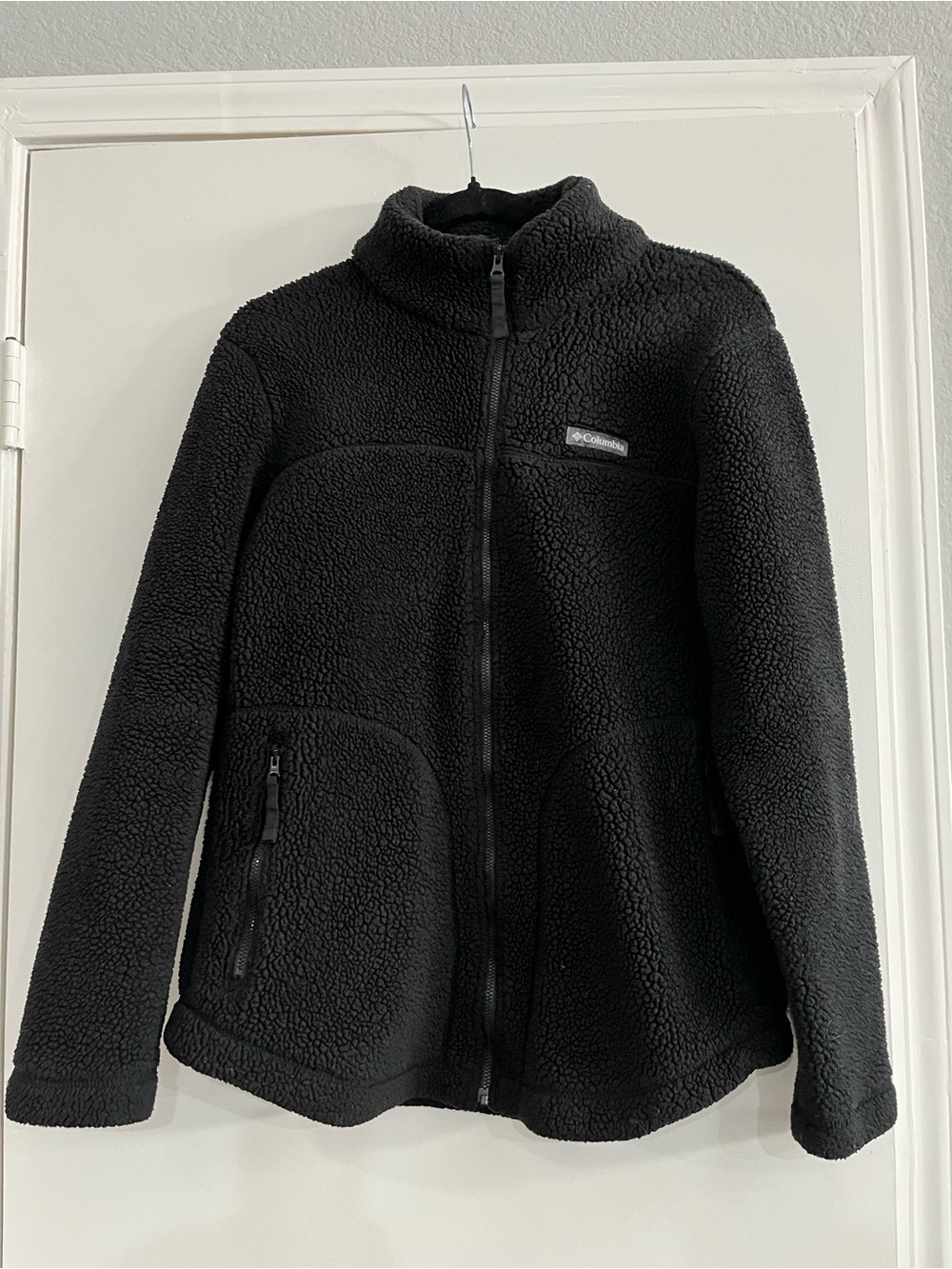 Columbia Sherpa Fleece Jacket Women's Small Black Full Zip High Pile Fleece